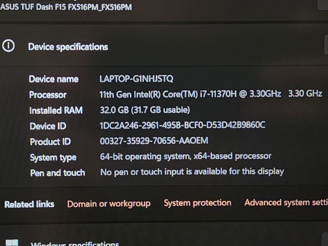 ASUS TUF DASH F15 i7 Gen11 RTX3060 RAM 32GB รูปที่ 13