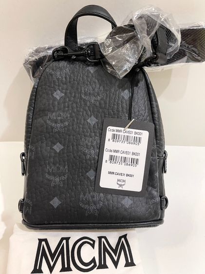 พร้อมส่ง 🔥Sale 12399🔥น่าร้ากก ถูกฝุดๆ ราคาช็อปไทย 30000++ สีตามตา เป้ MCM Stark leather Crossbody Backpack size Mini สีดำ สะพายเท่ห์มาก รูปที่ 7