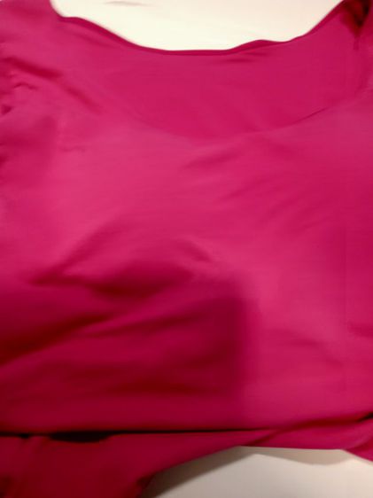 Uniqlo Airism เสื้อผู้หญิง สีจริงชมพูม่วงหรือม่วงอมชมพู size L 86-92 ซม.  อก 32 ยาว 22 แขนยาว 7 นิ้ว วัดจากไหล่ ไม่เคยใส่ เพราะใหญ่ไป รูปที่ 6