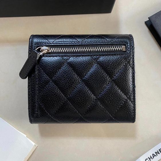 Chanel trifold  wallet black caviar shw  Microchip  รูปที่ 4