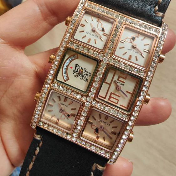 นาฬิกา Ice Link นาฬิกาบอกเวลาได้5ประเทศ ตัวเรือนสีทองชมพู เรือนใหญ่ๆขึ้นข้อเท่มากๆ สายหนังแท้ตัดมาใหม่ ถ่านใหม่ รูปที่ 10