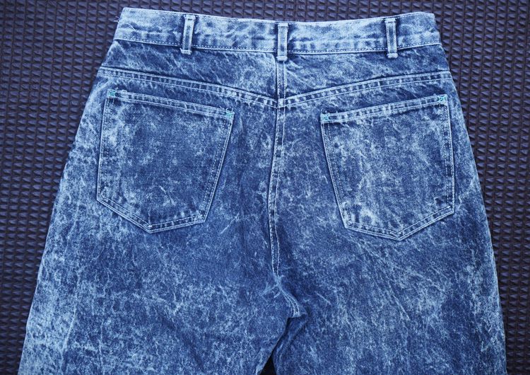 Vtg.80-90s balloon baggy style anchor blue made in usa black jeans denim stone wash  รูปที่ 6