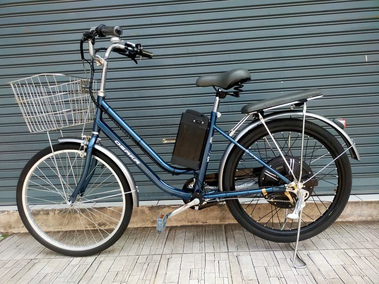 จักรยานแม่บ้านไฟฟ้า 3 ระบบในคันเดียว Osaka Ev 24 นี้ว สเปคระบบไฟฟ้า 350w 48v. 10ah.(แบตลิเธี่ยม )  ระบบแรก ปั่นคล้ายมอเตอร์ไซค์ ระบบที่2 ไฮบ รูปที่ 2