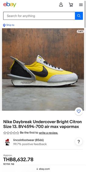 รองเท้า Nike Sz.12.5us47eu30.5cm รุ่นDaybreak Under Cover Bright Citron Jun Takahashi สีเหลือง สภาพสวย ไม่ขาดซ่อม ใส่เที่ยวหล่อมาก รูปที่ 14