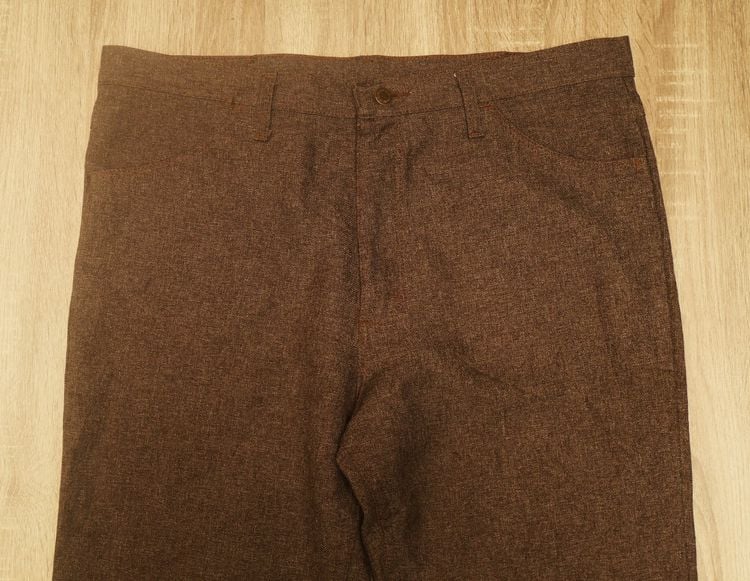 vtg.mens wrangler polyester brown gray bootcut western pant  รูปที่ 1