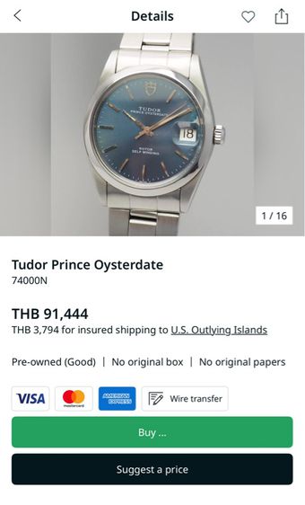 Tudor Prince Oyster Date by Rolex Blue Dial รูปที่ 10