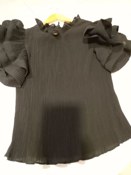 Mirror Sister Black Top เสื้อผู้หญิงคอระบาย แขนระบายสองชั้น อกยืดได้ถึง 44 ยาว 22 แขนยาว 8 วัดจากไหล่ ขอลงใหม่ รูปที่ 10