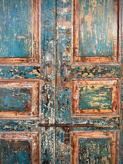 ประตูไม้สีฟ้าวินเทจ รูปที่ 8