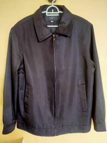 เสื้อแจ็คเก็ตแขนยาว เสื้อคลุมคอปก แจ็คเก็ตสีดำ ( รอบอก 42 นิ้ว ) รูปที่ 1