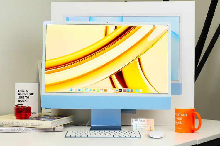 Apple แมค โอเอส  iMac Retina 4.5K M1 ( 8-Core ) USB 4 Ports  24-inch 2021 สี Blue  Mac 4.5K M1 ดีไซน์บางเฉียบ ไร้ขอบ   มือสอง สภาพสวย    - ID24040030