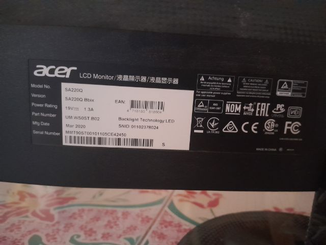 จอมอนิเตอร์ Acer SA220QBbix 75Hz รูปที่ 3