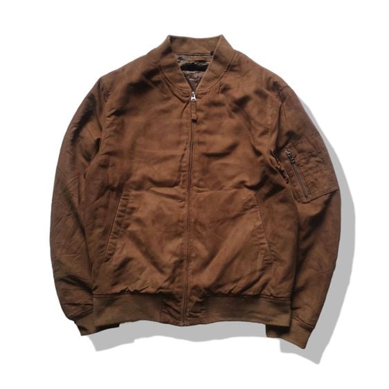 Uniqlo Brown Faux Suede Bomber Jacket รอบอก 46” รูปที่ 1