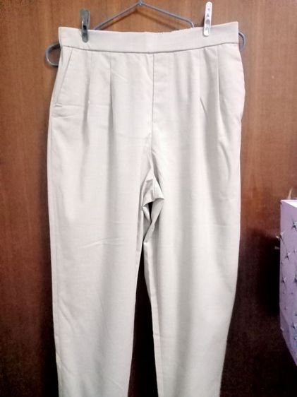 Carreman designed in France by Global Work กางเกงผู้หญิงขายาวสีครีม SizeL เอว 28 ยาว36 สะโพก 38 เป้ากางเกง13 ขากางเกงกว้าง 6.5นิ้วเอวสม็อค  รูปที่ 3