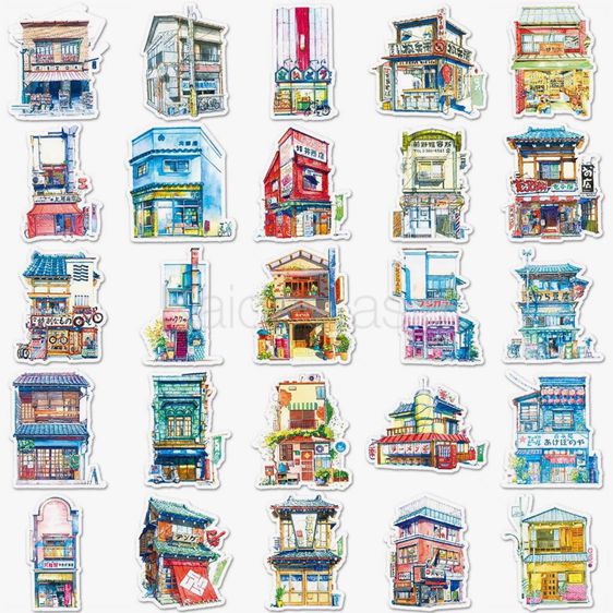 ✅ ขายดี Sticker สติกเกอร์ ภาพวาดบ้านญี่ปุ่น กันน้ำ สำหรับตกแต่ง งาน DIY จำนวน 50 ชิ้น รูปที่ 6