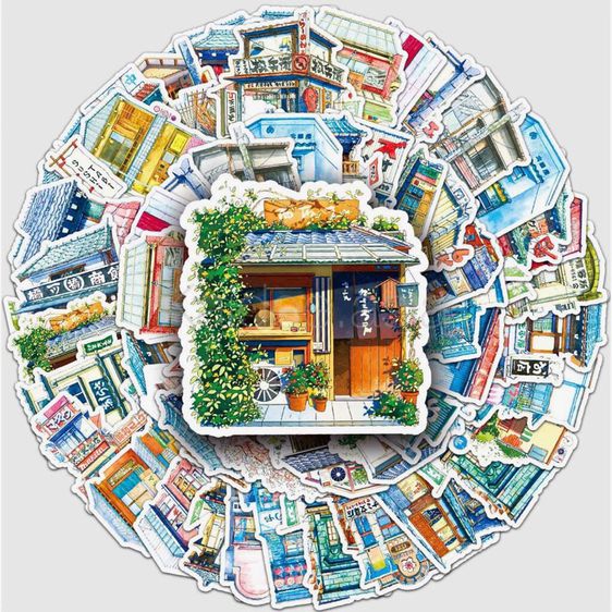 ✅ ขายดี Sticker สติกเกอร์ ภาพวาดบ้านญี่ปุ่น กันน้ำ สำหรับตกแต่ง งาน DIY จำนวน 50 ชิ้น รูปที่ 3