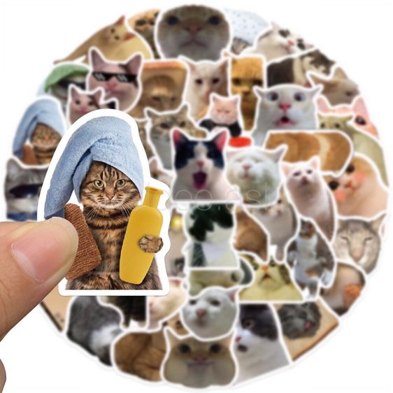✅ ขายดี Sticker สติกเกอร์ ลายแมวน่ารัก กันน้ำ สำหรับตกแต่ง งาน DIY จำนวน 50 ชิ้น รูปที่ 2