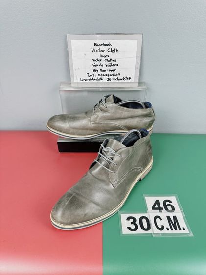 รองเท้าหนังแท้ Fernando Strappa Sz.12us46eu30cm Made in Italy สีเทา Upper หนังสวยมาก แบรนด์คุณภาพดีจากเยอรมัน สภาพสวย ไม่ขาดซ่อม