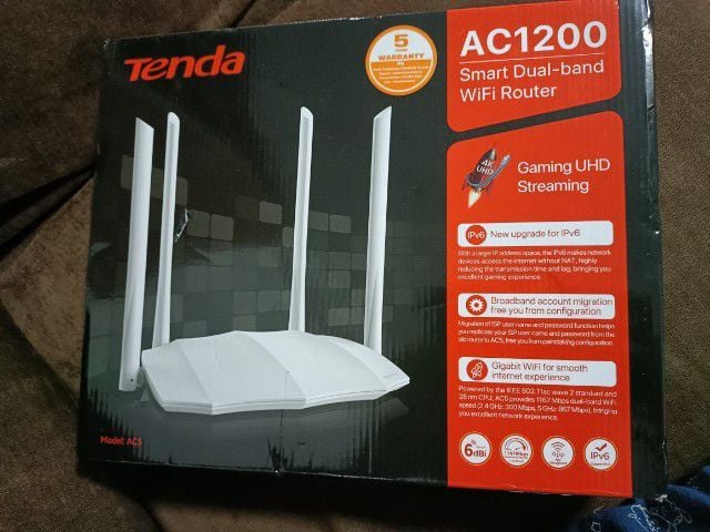 อุปกรณ์เครือข่าย Tenda AC5 เราเตอร์ AC1200 Dual Band เร้าเตอร์ไวไฟ Smart Wireless WiFi Router