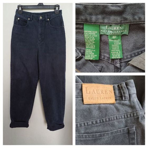 อื่นๆ XS เทา Lauren Ralph Lauren Vintage Jeans Size 4P ยีนส์วินเทจป้ายหนังสีน้ำตาล