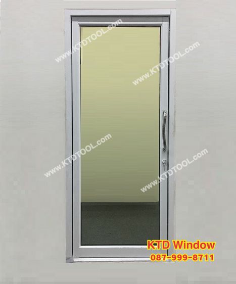 ประตูบานสวิง 99 x 205 สีดำ กระจกเขียวใส รูปที่ 4