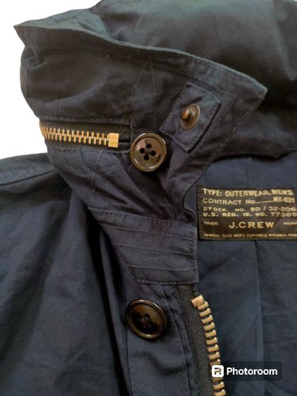 J.Crew Navy Field Mechanic Hooded Unisex Men's Zip Front Jacket สภาพสวย สีเสมอทั้งตัวไม่มีรอยด่าง ไม่มีขาดป่ะ ฮู้ดมี เชือกเอวมี  รูปที่ 15