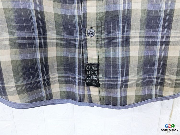 CKJ Calvin Klein Jeans แท้ อก43 เสื้อเชิ๊ตแขนยาวลายสก๊อตวินเทส รูปที่ 4