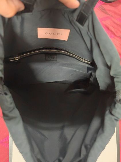 แท้ 💯 Gucci Black Leather Ghost Printed "Real" Drawstring Backpack รูปที่ 8