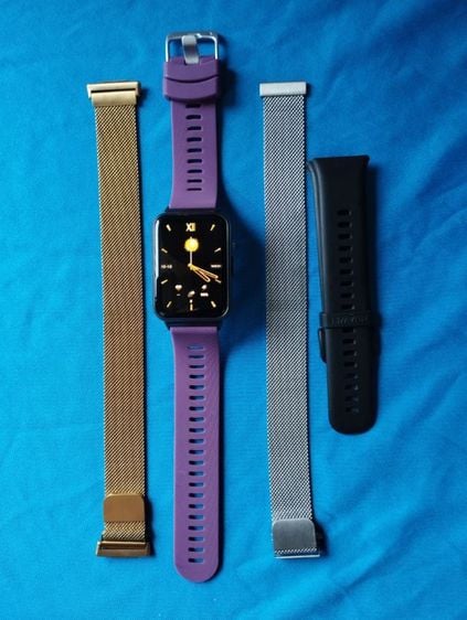 อัลลอย ดำ smart watch huawei watch fit 2 นาฬิกาวัดสุขภาพพร้อมสายชาร์จ และแถมสายให้อีก 2 เส้นสีเงินกับสีทอง