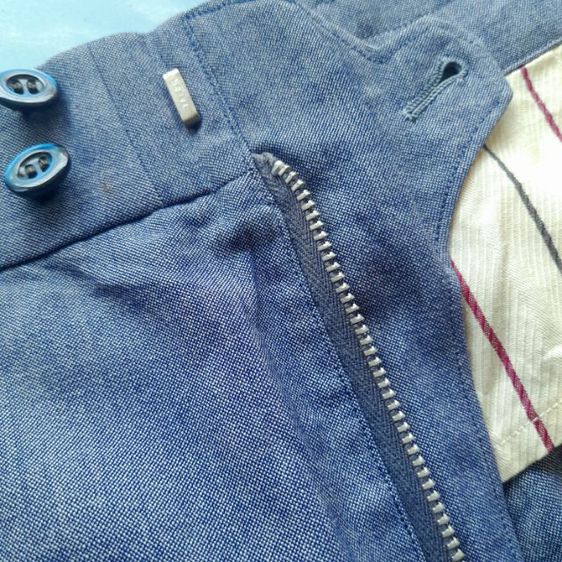 60s 
vintage Retro 
Blue sky wool
British gentleman  buckel side waist trousers
made in  Kobe Japan
w32-35🎌🎌🎌 รูปที่ 8