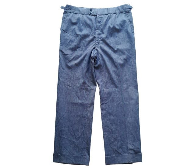 60s 
vintage Retro 
Blue sky wool
British gentleman  buckel side waist trousers
made in  Kobe Japan
w32-35🎌🎌🎌 รูปที่ 2