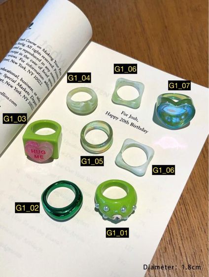 แหวนเรซิ่น แหวนอะคริลิคแฟชั่น สีเขียว รูปที่ 4