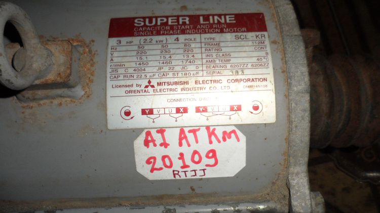 มอเตอร์ MITSUBISHI SCL-KR 3 HP 220V รูปที่ 10