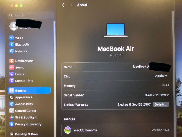 ขาย MacBook Air M1 สีเทาสเปซเกรย์ 13" Ram 8 GB SSD 256GB ราคา 21,900 บาท รูปที่ 3