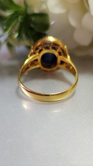 (Sale..5,900.-) แหวนไพลินล้อมเพชรซีกแท้ทอง 9k รูปที่ 13