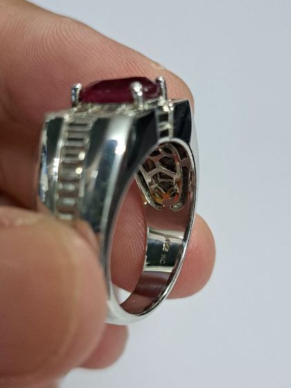 แหวนทับทิมแท้ เพชรแท้ ตัวเรือนเงินแท้ 925 หนาๆ สวย รูปที่ 13
