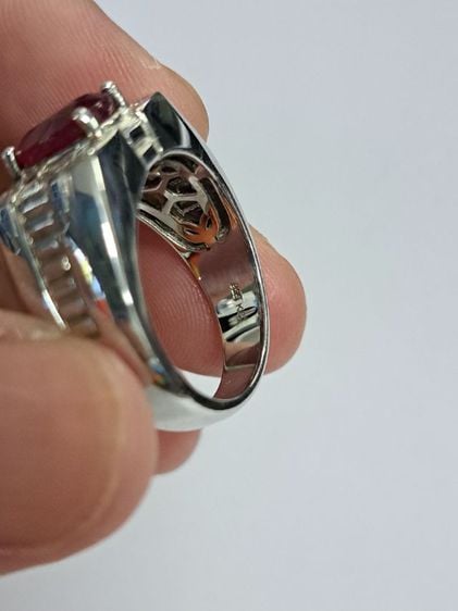 แหวนทับทิมแท้ เพชรแท้ ตัวเรือนเงินแท้ 925 หนาๆ สวย รูปที่ 14