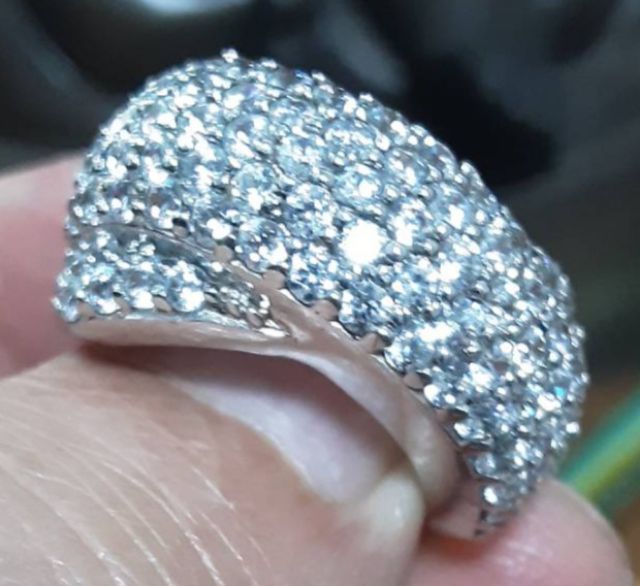 แหวนเงินแท้  ประดับคิวบิคไซโคเนีย CZ  สวยงาม  งานดี รูปที่ 13