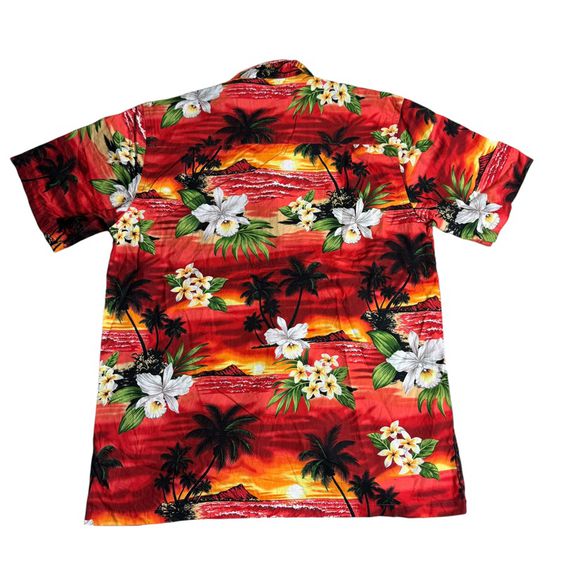 เสื้อฮาวายลายดอก​ Favant Made in​ Hawaii กระเป๋า​ต่อลาย กระดุมกะลา Size M รูปที่ 7