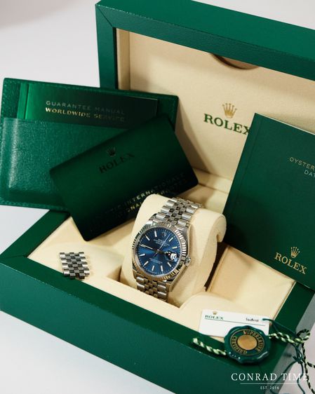 Rolex Datejust 126234 White Gold Blue Dial Fluted Bezel Jubilee 2020 36mm. รูปที่ 3