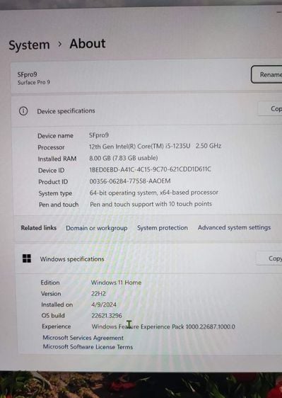 Surface Pro 9  i5, 1236U  8gb 512gb ทัชสกรีน รูปที่ 7