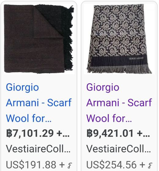 Armani Collezioni Scarf ลายสีกรม-ดำ-เทาผ้าวูล รูปที่ 12