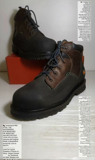 รองเท้าบู๊ท หนังแท้ UK 12 | EU 47 1/3 | US 12.5 ดำ 🥾 Timberland PRO, Steel Toe, WATERPROOF, Men's 13US 47EU(31.0cm) Original ของแท้ มือ 2 สภาพใกล้เคียงของใหม่, รองเท้าบู้ท Timberland สวยมาก