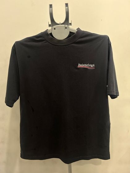 ดำ BALENCIAGA Oversized Logo-Embroidered Cotton-Jersey T-Shirt 
