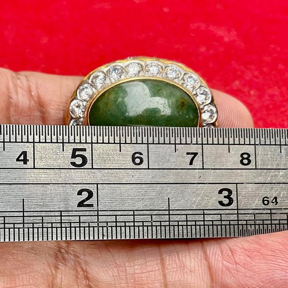แหวนหินหยกพม่า พลอยขาว งานเก่า ทอง 90 รูปที่ 10
