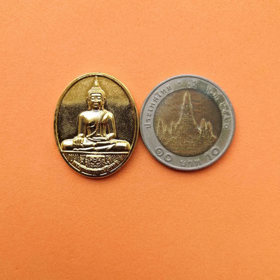 เหรียญ พระพุทธเทวราชปฏิมากร หลัง พระอินทร์ทรงช้างเอราวัณ วัดเทวราชกุญชร เนื้อกะไหล่ทอง สูง 2.7 เซน รูปที่ 5