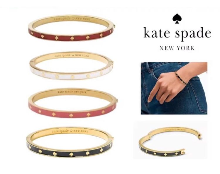 กำไลข้อมือ Kate spade แท้ รุ่น Spot the Spade Enamel hinged cuff bangle รุ่นยอด ฮิตของ Kate Spade  ของแท้แน่นอน สี Purple สีหายาก รูปที่ 5