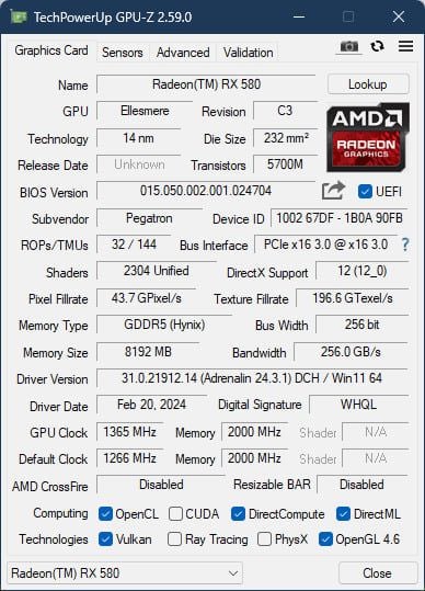 คอมพิวเตอร์มือสองRyzen5 2600+Rx580 8GB Ram16GB
