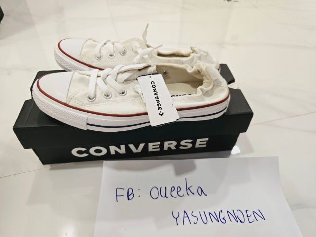 UK 7 | EU 40 2/3 | US 8.5 ขาว รองเท้าผ้าใบ Converse แท้ 