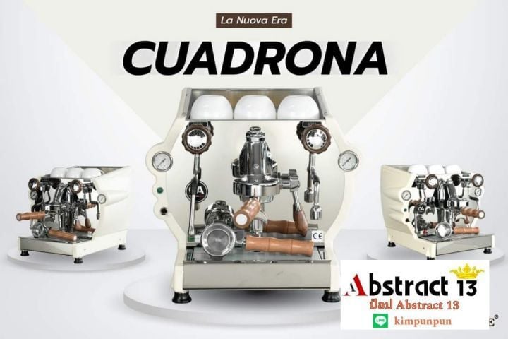 Abstract13 มีจำหน่ายพร้อมส่ง เครื่องชงกาแฟ Nuova Era Cuadrona สวยงาม คลาสสิค สีงาช้าง สลับชุดแต่งลายไม้