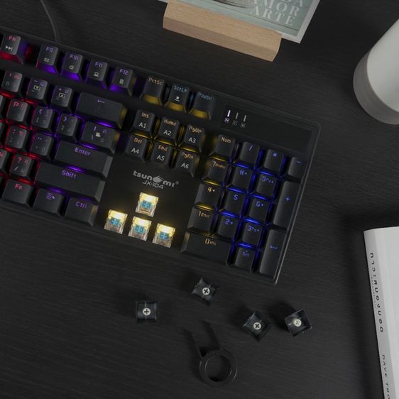 คีย์บอร์ดเกมมิ่ง TSUNAMI JX-104 100เปอร์เซ็น COMPACT BLUE SWITCH Mechanical Gaming Keyboard รับประกันสินค้า 1 ปี  รูปที่ 7